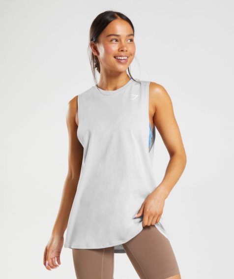 Women's Gymshark Training Drop Arm Tanks Light Grey | CA 61DA37